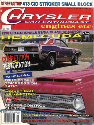 CHRYSLER CAR ENTHUSIAST ENGINES ETC 1996 JUNE - HEMI CUDA, RESTO SPECIAL,'69 RR*